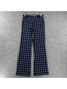 Betabrand Bootcut Classic Dress Pant Yoga Pant XS Navy Blue Windowpane Nautical